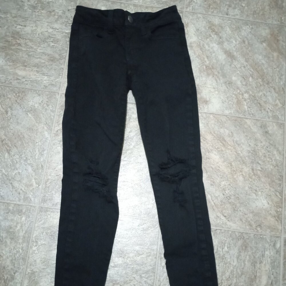 American Eagle distressed black skinny jeans